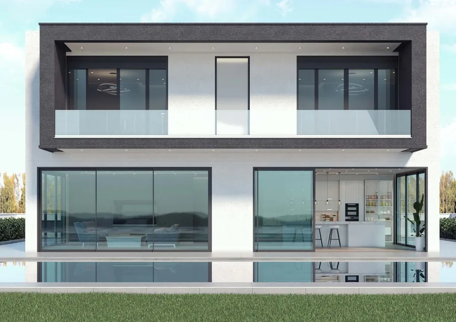 Aluminium sliding doors to a living space