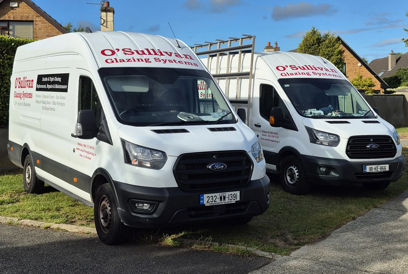 The O'Sullivan Glazing Systems van and team in Bray, Co. Wicklow